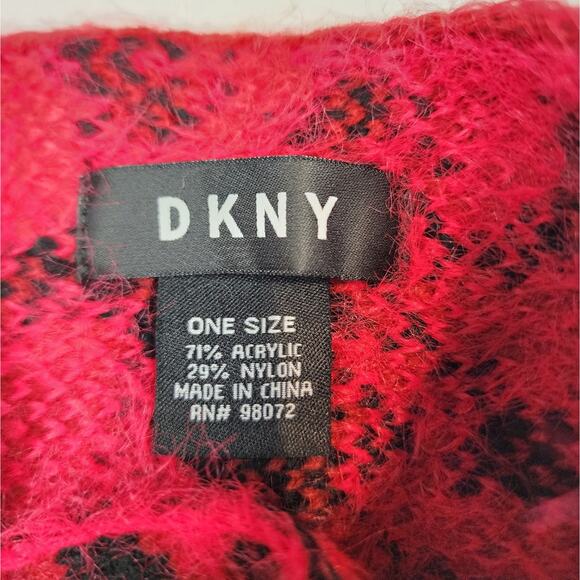 DKNY New Women Headband Red And Black Fuzzy Animal Print Stretch Head Band NWT - Picture 3 of 6